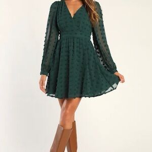 Lulu's Green Long Sleeve Dress